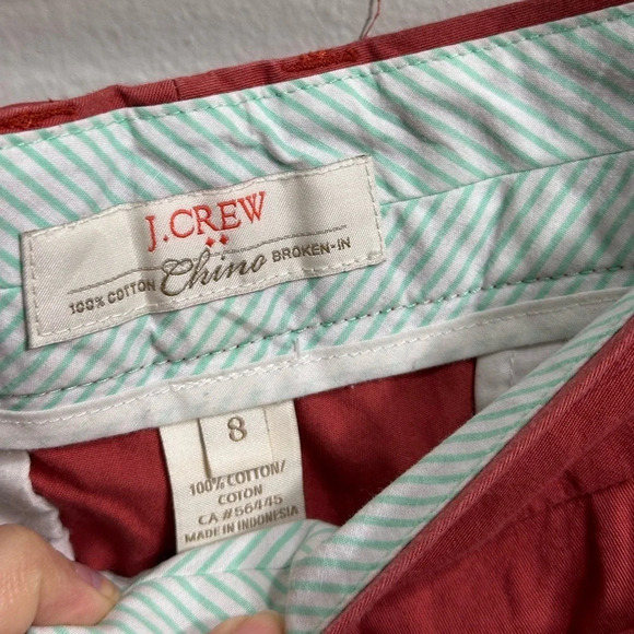 J.Crew Women Chino Broke-in Red/Orange Shorts Size 8. - Picture 6 of 8